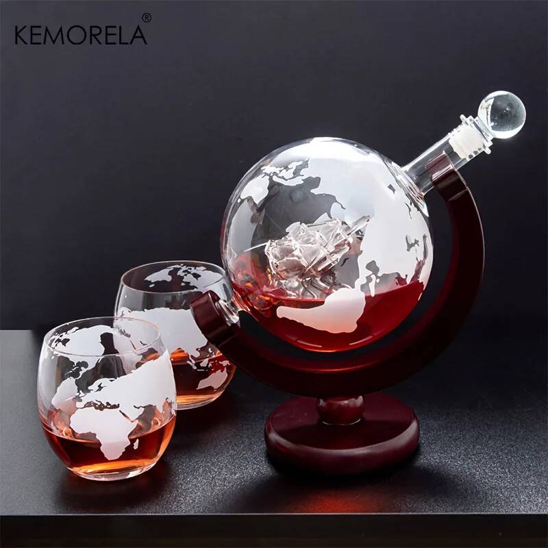 Decanter Globe Set - Set Dekanter Wiski Globe 900ML, Kaca