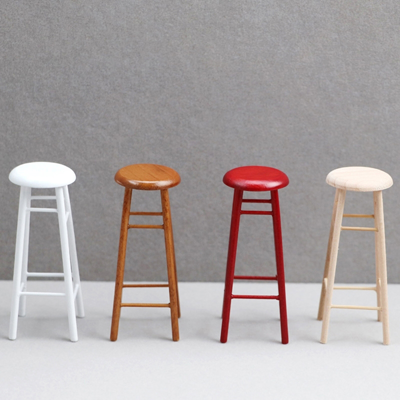 Home Bar Stools - 1:12 miniatur rumah boneka bangku tinggi