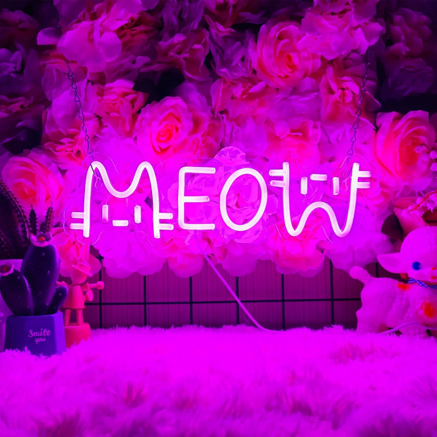 Home Bar Cafe - Lampu Neon LED Meow Bertenaga USB,
