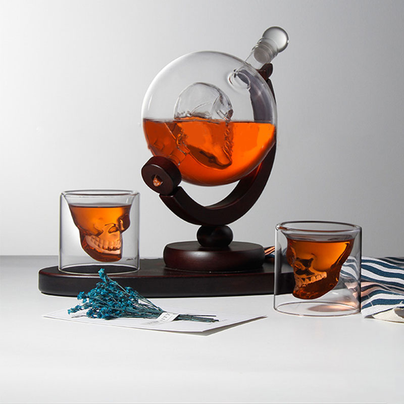 Decanter Globe Set - Set Dekanter Wiski Skull Globe Botol
