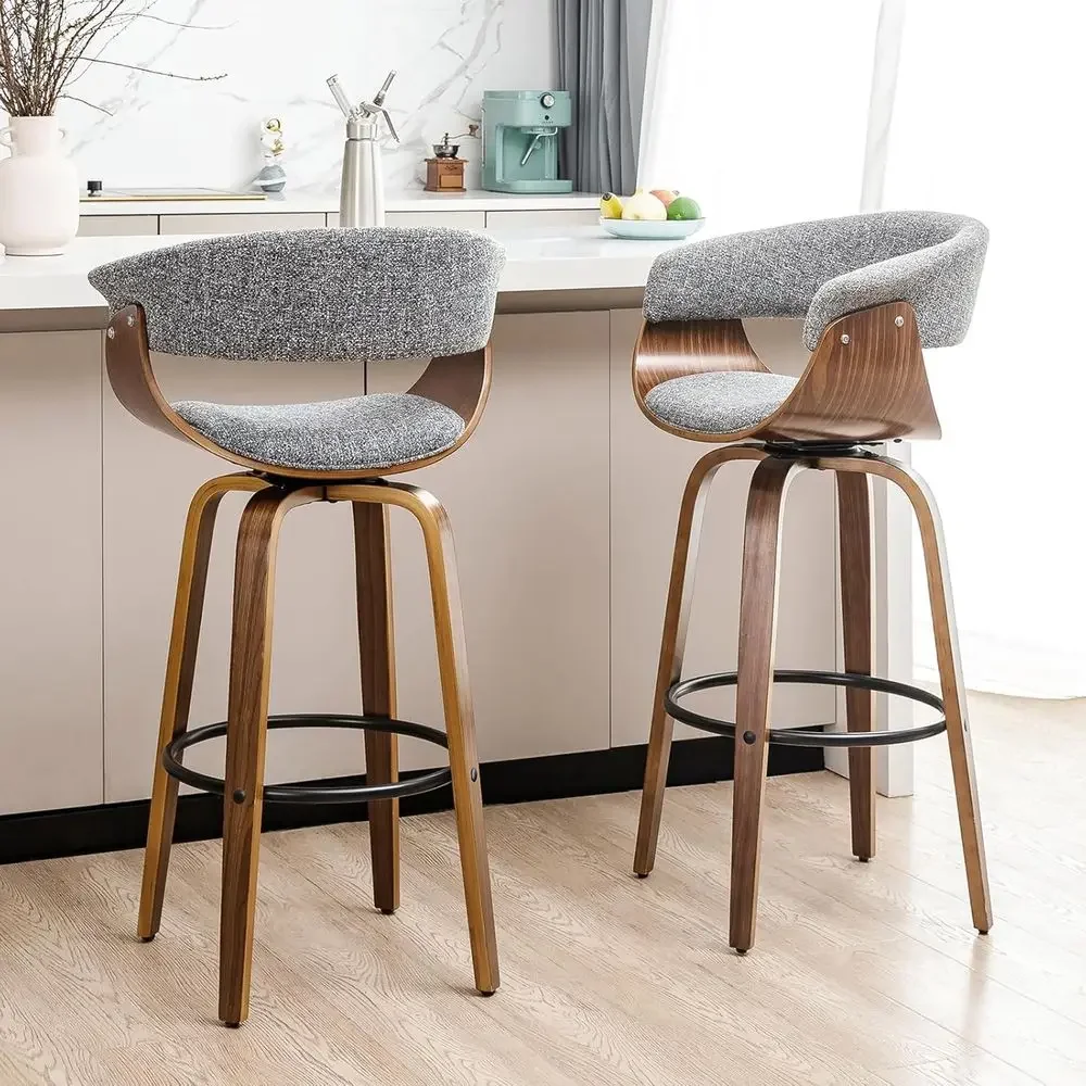 Set 2 Kursi Bar Putar Kain Abu - Home Bar Stools ulasan dan harga