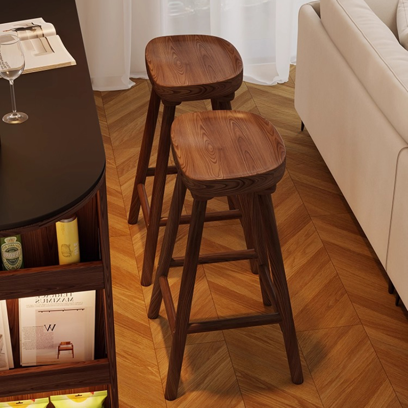 Kursi Bar Kayu Solid Melengkun - Home Bar Seating ulasan dan harga