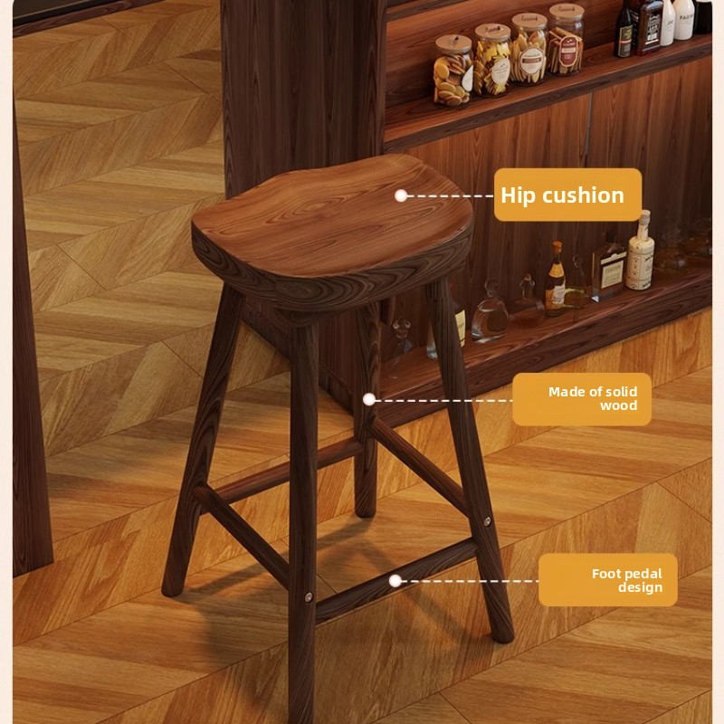 Kursi Bar Kayu Solid Melengkun - Home Bar Seating ulasan dan harga